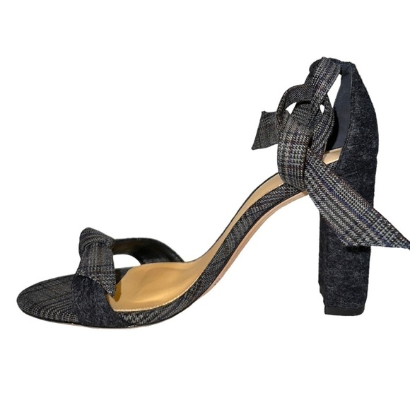 ALEXANDRE Birman Clarita Gray Wool Plaid Check Sandals Block Heels Shoes 9 39 - Picture 9 of 14